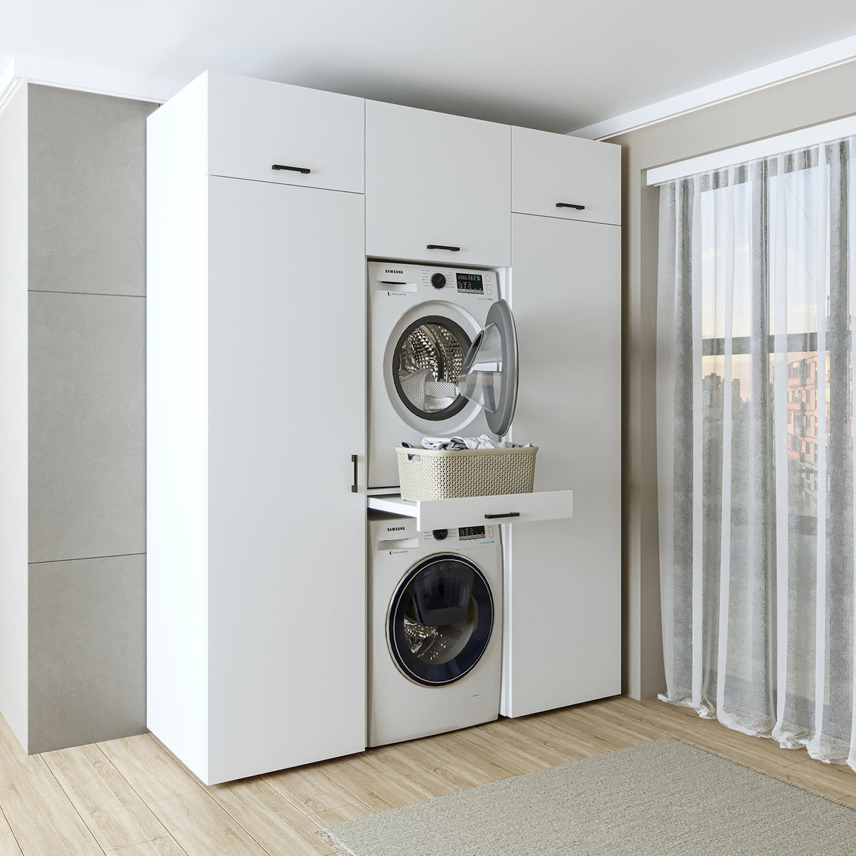 waschmaschinenschrank, waschmaschinenregal, waschturm, schrank, waschmaschinen, unterschrank, waschmaschine, trockner, haushaltsschrank, badschrank, hochschrank, badezimmer, waschmaschinenschränke, schwarz, überbauschrank, für, waschküche, regal