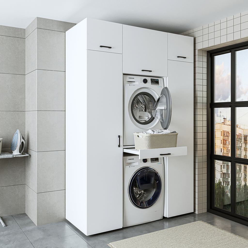 Roomart wasmachinekast 157 cm, voor 2 apparaten met 2 hoge kasten, in 3 kleuren