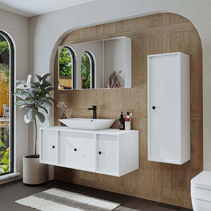 Roomart Badezimmermöbel Set GUSTO-ATL 120 cm 4 Teilig mit Keramik Waschbecken- badezimmerschrank, waschbecken, badezimmermöbel, badschrank, badezimmer, mit, unterschrank, badmöbel, set, waschtisch, möbe