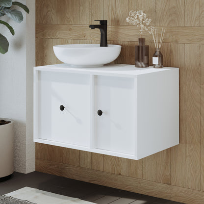 Roomart Badezimmermöbel GUSTO 75 cm – Keramik Waschbecken &/oder Unterschrank – Modernes Design – Varianten wählbar – Eiche oder Weiß - badezimmerschrank, waschbecken, badezimmermöbel, badschrank, badezimmer, mit, unterschrank, badmöbel, set, waschtisch, 