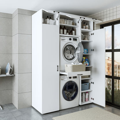 Roomart wasmachinekast 157 cm, voor 2 apparaten met 2 hoge kasten, in 3 kleuren