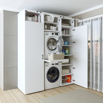 waschmaschinenschrank, waschmaschinenregal, waschturm, schrank, weiß, waschmaschinen, unterschrank, waschmaschine, trockner, haushaltsschrank, schränke, badschrank, hochschrank, badezimmer, waschmaschinenschränke, küche, überbauschrank, für, und, waschküche, möbel, regal