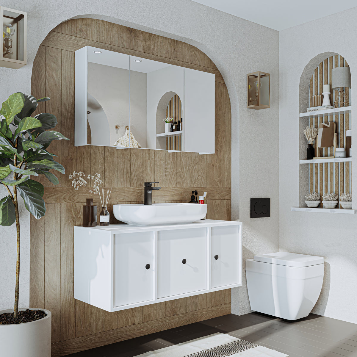 Roomart Badezimmerspiegelschrank "Gusto“ – 75/90/105 cm – in Weiß oder Eiche – moderner Badschrank mit Spiegel Roomart Badezimmerspiegelschrank "Gusto“ – 75/90/105 cm – in Weiß oder Eiche – moderner Badschrank mit Spiegel-  badezimmerspiegelschrank, mirro