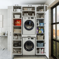 Roomart wasmachinekast 157 cm, voor 2 apparaten met 2 hoge kasten, in 3 kleuren