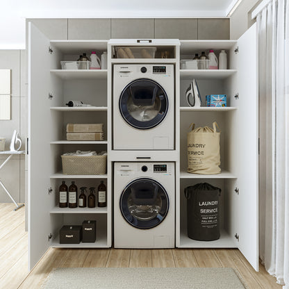 Roomart kastwand DUO-I, 187 cm, wasmachine en droger boven elkaar, in 3 kleuren