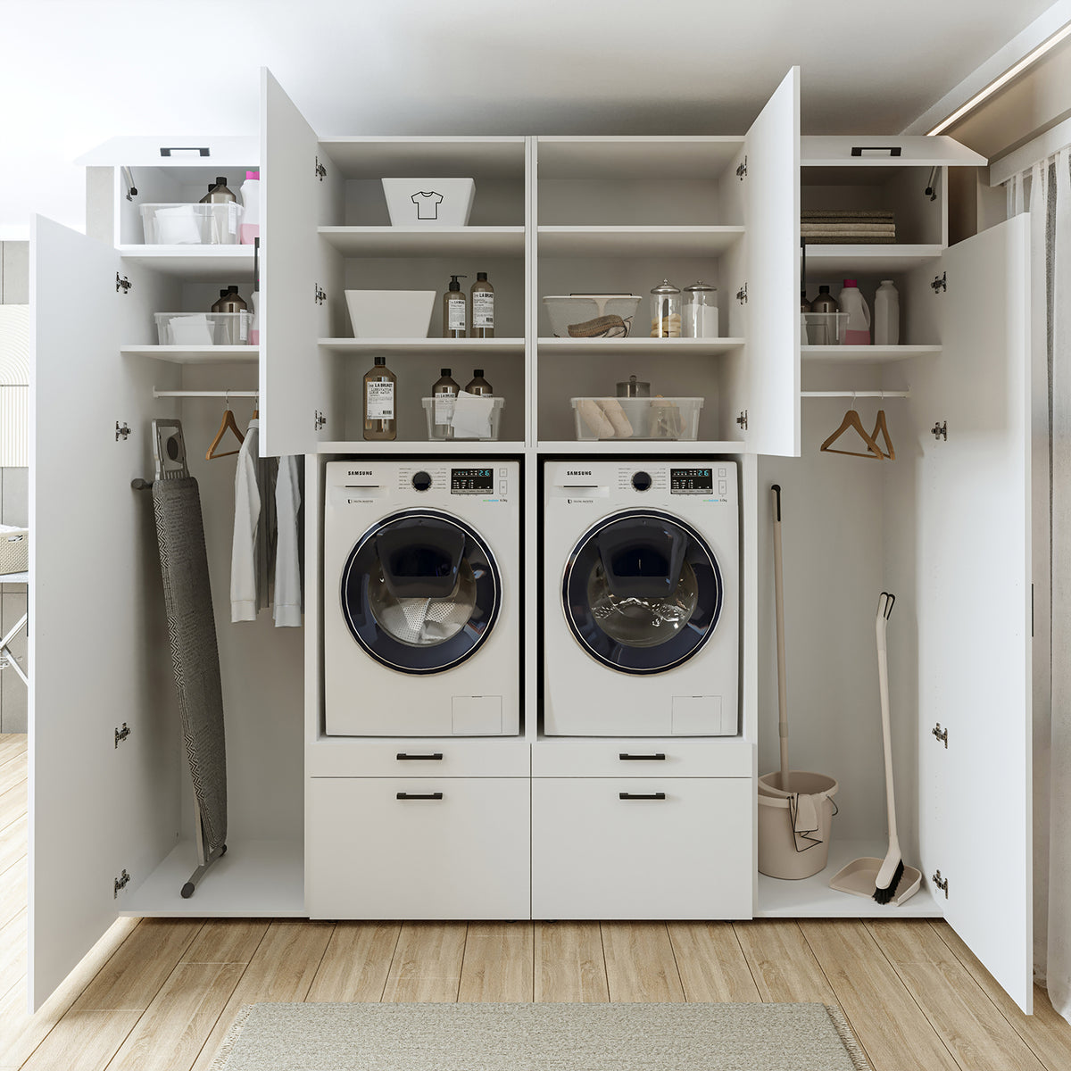 Roomart wasmachinekast SERIE 2 met 2 hoge kasten, 254 cm, in 3 kleuren