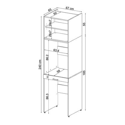 Roomart wasmachinekast DUO-I, 67 cm, voor wasmachine en droger