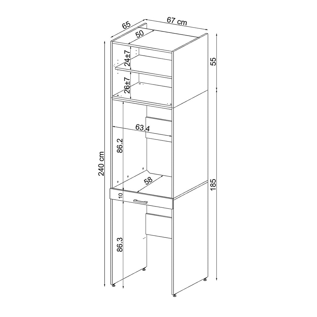 Roomart wasmachinekast DUO-I, 67 cm, voor wasmachine en droger