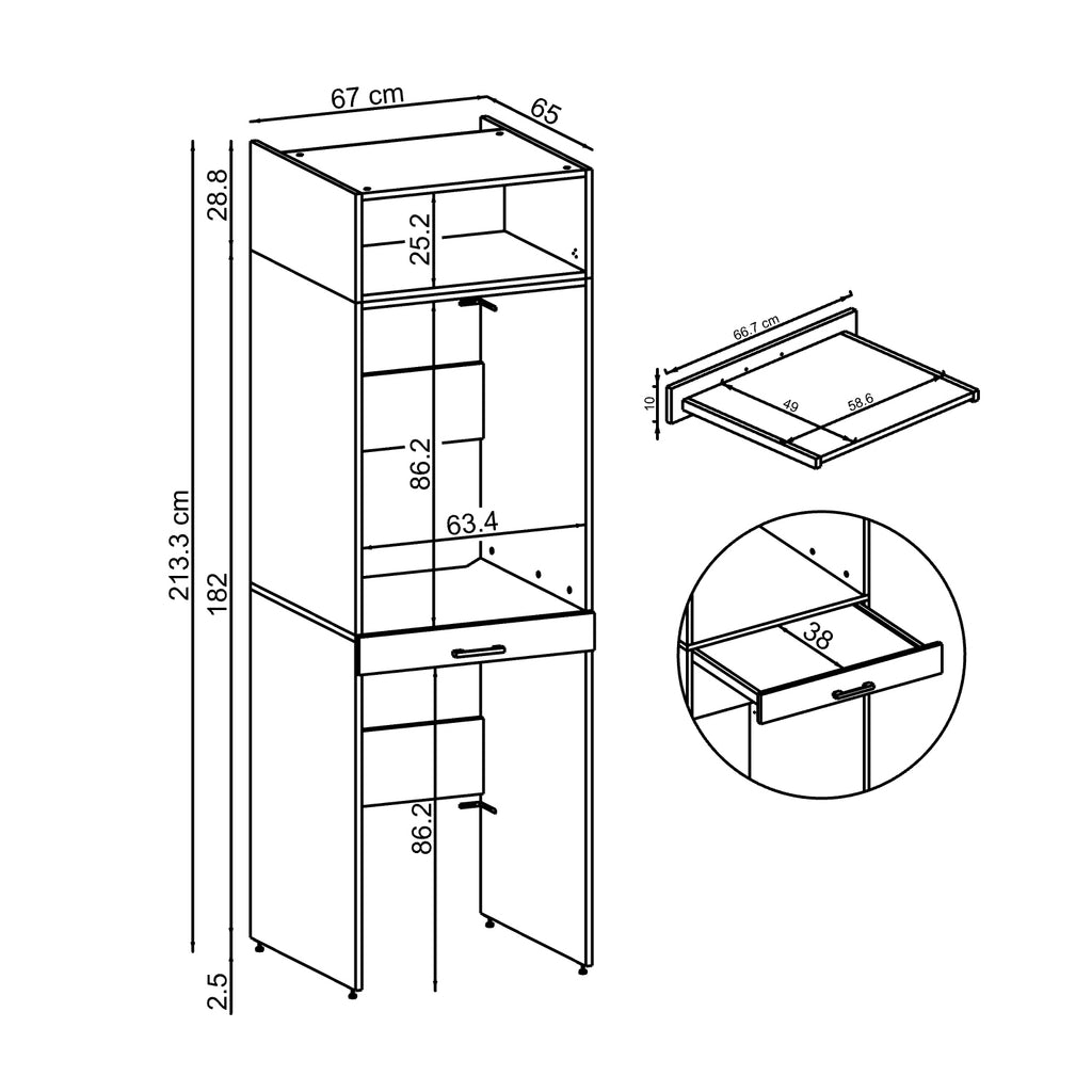 Roomart wasmachinekast DUO-I, 67 cm, voor wasmachine en droger