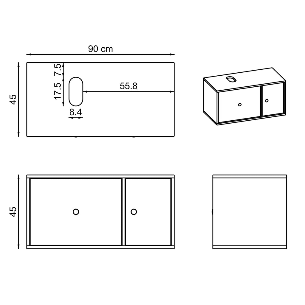 Roomart 4-delige badkamermeubelset GUSTO, 90 cm, met ovale wastafel, in 2 kleuren