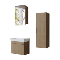 Roomart badkamermeubelset LYCIA 60 cm, 4-delig met spiegelkast en kolomkast, in 4 kleuren