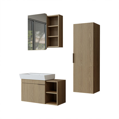 Roomart badkamermeubelset LYCIA 82 cm, 4-delig met spiegelkast en kolomkast, in 4 kleuren