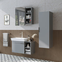 Roomart badkamermeubelset LYCIA 82 cm, 4-delig met spiegelkast en kolomkast, in 4 kleuren