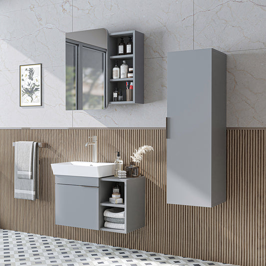 Roomart badkamermeubelset LYCIA 72 cm, 4-delig met spiegelkast en kolomkast, in 4 kleuren