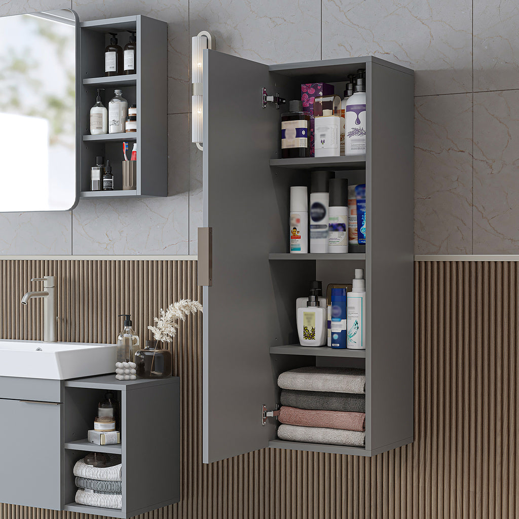 Roomart badkamermeubelset LYCIA 60 cm, 4-delig met spiegelkast en kolomkast, in 4 kleuren