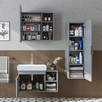 Roomart badkamermeubelset LYCIA 82 cm, 4-delig met spiegelkast en kolomkast, in 4 kleuren