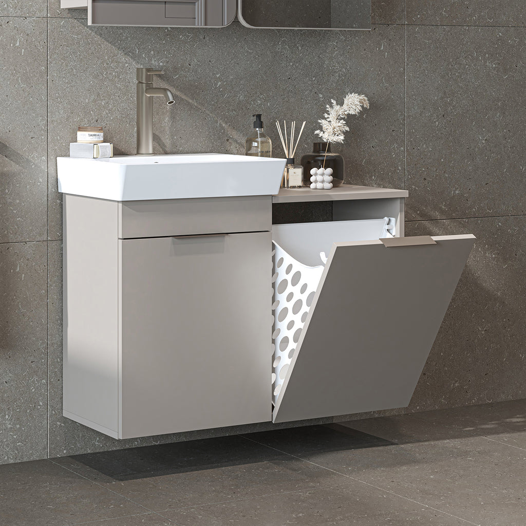 Roomart wastafelonderkast LYCIA, 49 cm, met wastafel en wasmand, in 4 kleuren