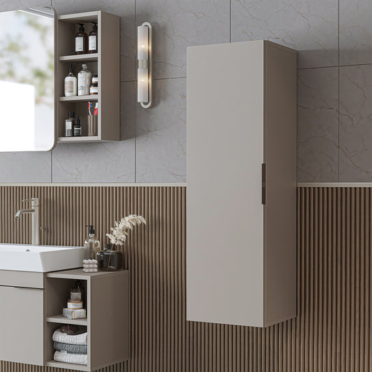Roomart badkamer hoge kast LYCIA, 114 cm, smalle zijkast met opbergruimte, in 4 kleuren