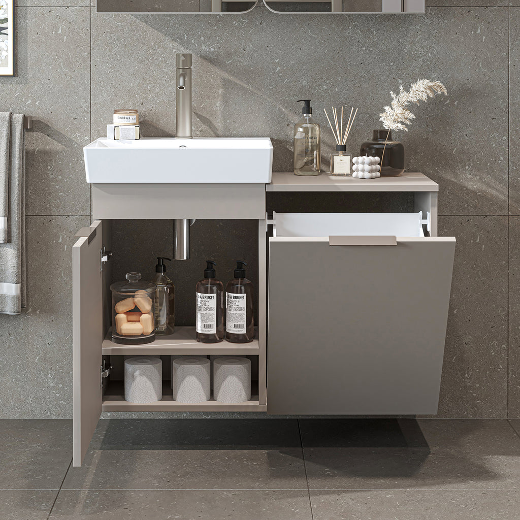 Roomart wastafelonderkast LYCIA, 49 cm, met wastafel en wasmand, in 4 kleuren