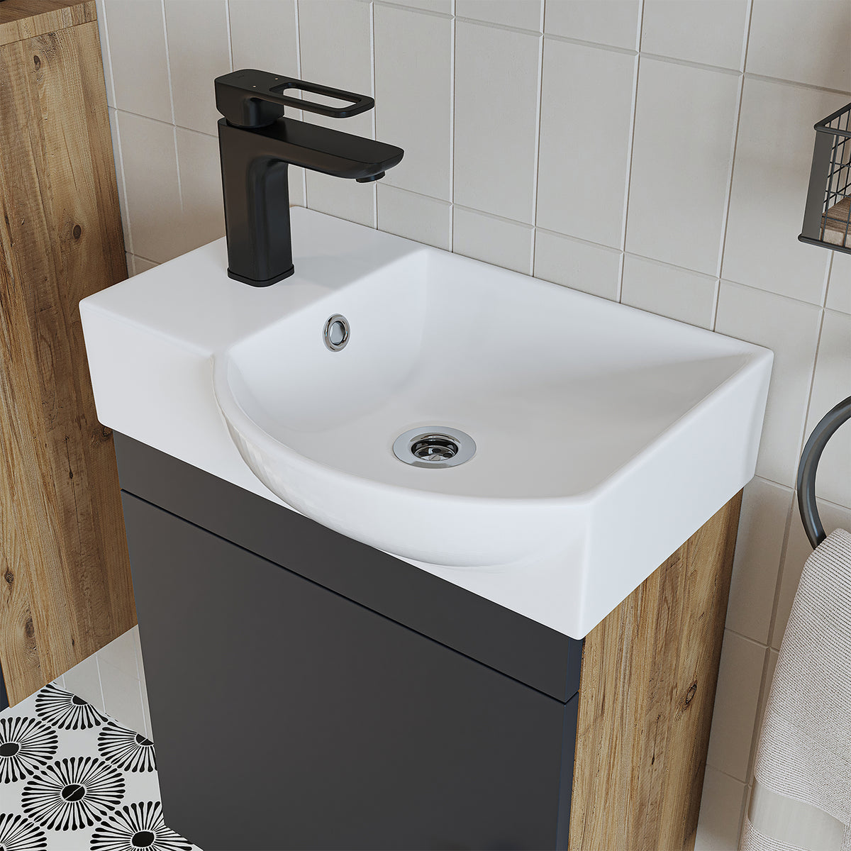 Badmöbelset • PUNTO • Unterschrank mit Waschbecken • Badezimmer Möbel • Gäste WC - badezimmerschrank, waschbecken, badezimmermöbel, badschrank, badezimmer, mit, unterschrank, badmöbel, set, waschtisch, möbel, badezimmermãbel, bad, badezimmerschränke, schm