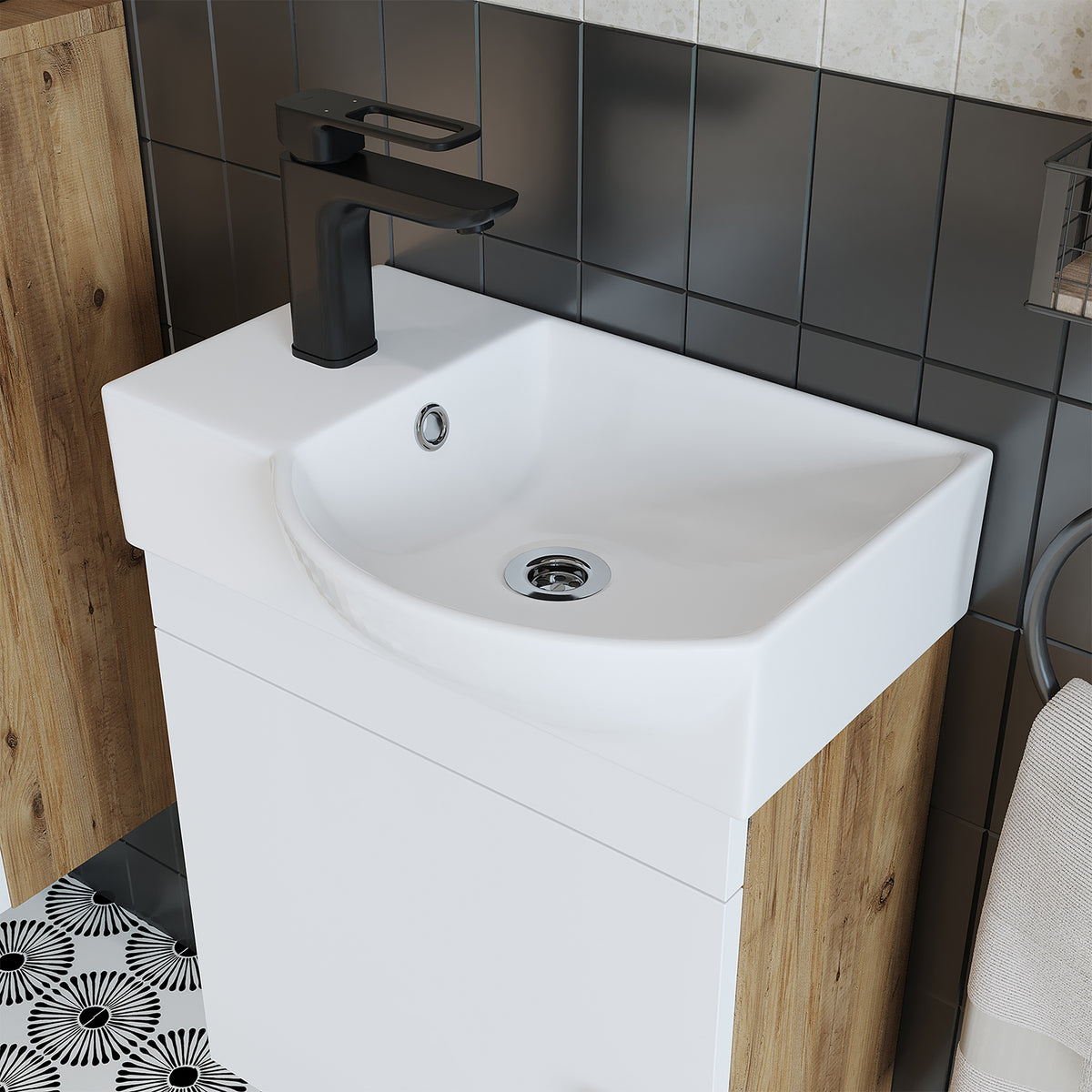 Badmöbelset • PUNTO • Unterschrank mit Waschbecken • Badezimmer Möbel • Gäste WC - badezimmerschrank, waschbecken, badezimmermöbel, badschrank, badezimmer, mit, unterschrank, badmöbel, set, waschtisch, möbel, badezimmermãbel, bad, badezimmerschränke, schm