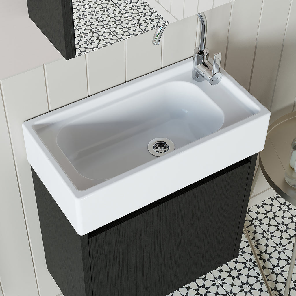 Roomart, MINI Unterschrank mit Waschbecken 50cm Gäste WC Badezimmer Möbel in 5 Farben - und, spiegelschrank, günstige, sets, mobel, ohne, siphon, keramik, badmöbelset, badmobelsets, landhausstil, standwaschtisch, standwaschbecken, badschrank, aufsatzbecke