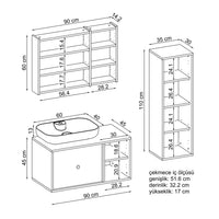 Roomart Badezimmermöbel Set GUSTO 90 cm 4 Teilig mit Keramik Waschbecken Roomart Badezimmermöbel Set GUSTO 90 cm 4 Teilig mit Keramik Waschbecken - badezimmerschrank, waschbecken, badezimmermöbel, badschrank, badezimmer, mit, unterschrank, badmöbel, set, 