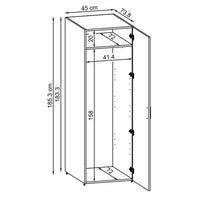 Roomart • DORA Hochschrank 45cm Breit • Weiß • Weiß Eiche • Eiche • Anthracit Eiche - waschmaschinenschrank, waschmaschinenregal, waschturm, schrank, weiß, waschmaschinen, unterschrank, waschmaschine, trockner, haushaltsschrank, schränke, badschrank, hoch