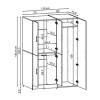Roomart wasmachinekast DORA-I, 130 cm, met uittrekplank en hoge kast, 5 kleuren