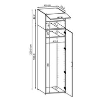 Roomart • DORA Hochschrank 45cm Breit • Weiß • Weiß Eiche • Eiche • Anthracit Eiche - waschmaschinenschrank, waschmaschinenregal, waschturm, schrank, weiß, waschmaschinen, unterschrank, waschmaschine, trockner, haushaltsschrank, schränke, badschrank, hoch