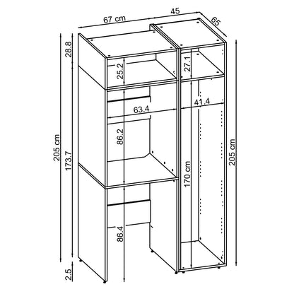 Roomart wasmachinekast DUO-I, 112 cm, voor 2 apparaten met hoge kast, in 2 kleuren