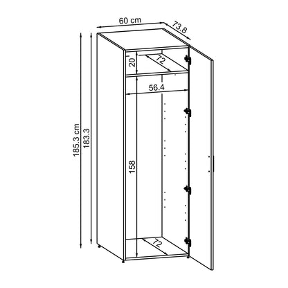 Roomart • DORA Hochschrank 60cm Breit • Weiß • Weiß Eiche • Eiche • Anthracit Eiche - waschmaschinenschrank, waschmaschinenregal, waschturm, schrank, weiß, waschmaschinen, unterschrank, waschmaschine, trockner, haushaltsschrank, schränke, badschrank, hoch