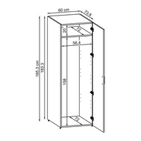 Roomart • DORA Hochschrank 60cm Breit • Weiß • Weiß Eiche • Eiche • Anthracit Eiche - waschmaschinenschrank, waschmaschinenregal, waschturm, schrank, weiß, waschmaschinen, unterschrank, waschmaschine, trockner, haushaltsschrank, schränke, badschrank, hoch