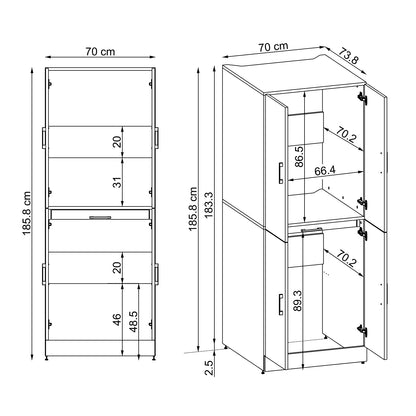 Roomart wasmachinekast DORA-I, 70 cm, voor wasmachine en droger met uitschuifbare plank, in 5 kleuren