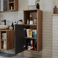 Roomart Seitenschrank „LOTUS“ – moderner Bad-Hängeschrank mit Softclose, 150 cm, 90 cm, 60 cm – in Anthrazit-Eiche, Eiche oder Weiß-Eiche -  Badmöbel - Hängeschrank, wand,  hochschrank, hochschrank weiß, 60 cm breit, küche, waschküche, wohnzimmer, schmal,