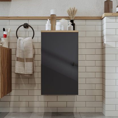 Roomart Seitenschrank „LOTUS“ – moderner Bad-Hängeschrank mit Softclose, 150 cm, 90 cm, 60 cm – in Anthrazit-Eiche, Eiche oder Weiß-Eiche -  Badmöbel - Hängeschrank, wand,  hochschrank, hochschrank weiß, 60 cm breit, küche, waschküche, wohnzimmer, schmal,