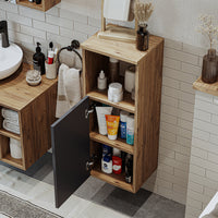 Roomart Seitenschrank „LOTUS“ – moderner Bad-Hängeschrank mit Softclose, 150 cm, 90 cm, 60 cm – in Anthrazit-Eiche, Eiche oder Weiß-Eiche -  Badmöbel - Hängeschrank, wand,  hochschrank, hochschrank weiß, 60 cm breit, küche, waschküche, wohnzimmer, schmal,