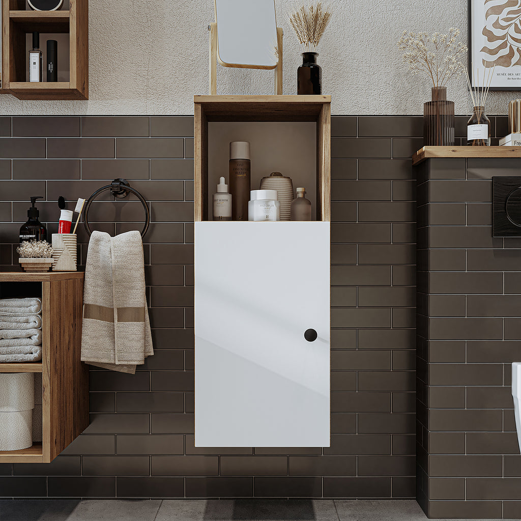 Roomart Seitenschrank „LOTUS“ – moderner Bad-Hängeschrank mit Softclose, 150 cm, 90 cm, 60 cm – in Anthrazit-Eiche, Eiche oder Weiß-Eiche -  Badmöbel - Hängeschrank, wand,  hochschrank, hochschrank weiß, 60 cm breit, küche, waschküche, wohnzimmer, schmal,