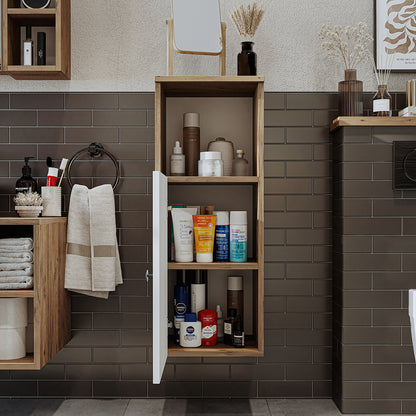 Roomart Seitenschrank „LOTUS“ – moderner Bad-Hängeschrank mit Softclose, 150 cm, 90 cm, 60 cm – in Anthrazit-Eiche, Eiche oder Weiß-Eiche -  Badmöbel - Hängeschrank, wand,  hochschrank, hochschrank weiß, 60 cm breit, küche, waschküche, wohnzimmer, schmal,