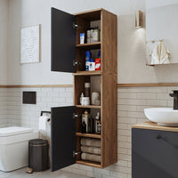 Roomart Seitenschrank „LOTUS“ – moderner Bad-Hängeschrank mit Softclose, 150 cm, 90 cm, 60 cm – in Anthrazit-Eiche, Eiche oder Weiß-Eiche -  Badmöbel - Hängeschrank, wand,  hochschrank, hochschrank weiß, 60 cm breit, küche, waschküche, wohnzimmer, schmal,
