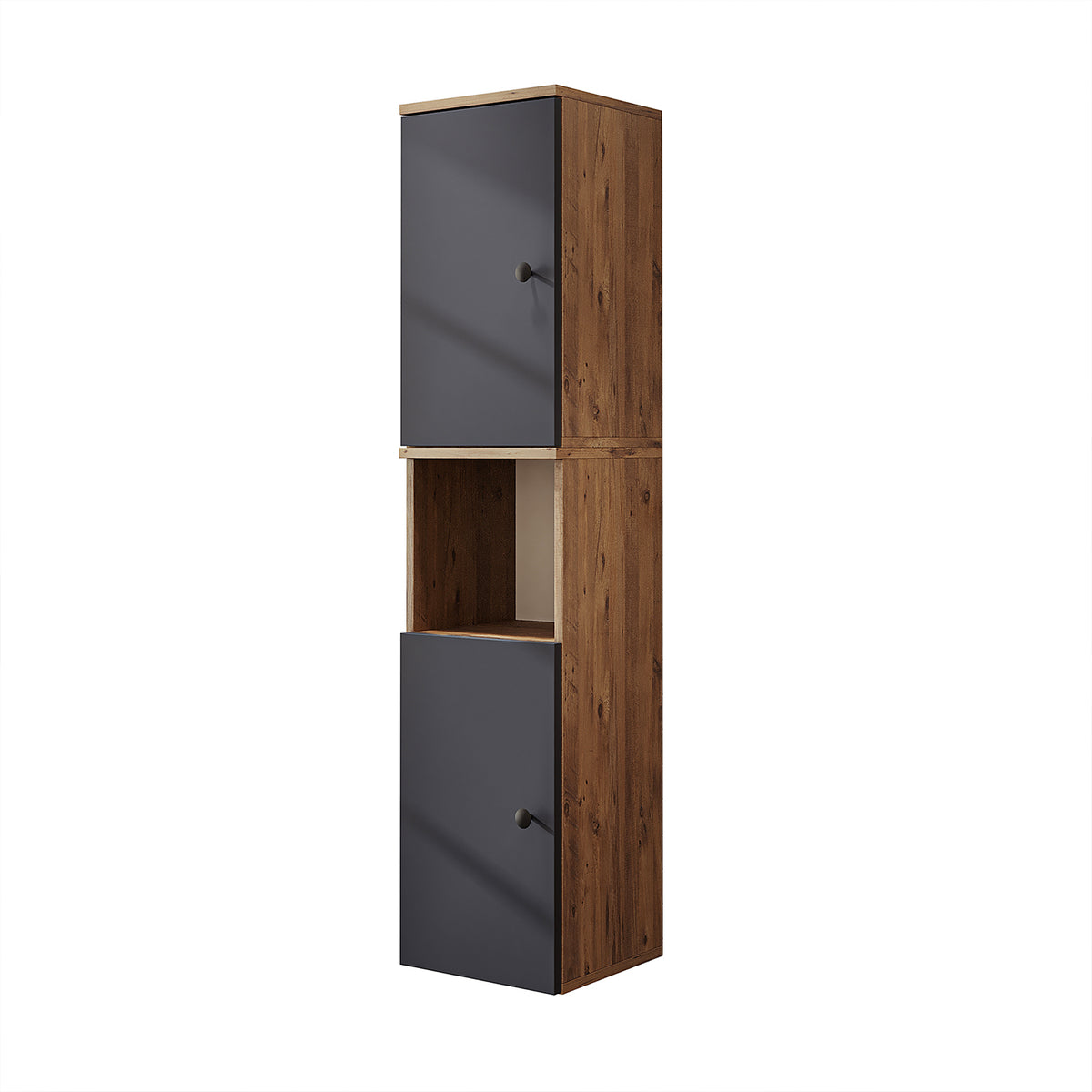 Roomart Seitenschrank „LOTUS“ – moderner Bad-Hängeschrank mit Softclose, 150 cm, 90 cm, 60 cm – in Anthrazit-Eiche, Eiche oder Weiß-Eiche -  Badmöbel - Hängeschrank, wand,  hochschrank, hochschrank weiß, 60 cm breit, küche, waschküche, wohnzimmer, schmal,