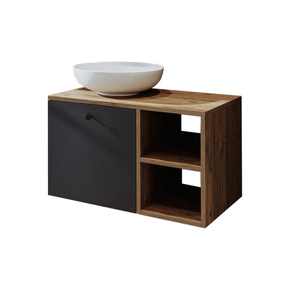 Roomart Badezimmermöbel LOTUS 75 cm – Keramik Waschbecken &/oder Unterschrank – Modernes Design – Varianten wählbar – Weiß-Eiche, Eiche oder Anthrazit-Eiche - badezimmerschrank, waschbecken, badezimmermöbel, badschrank, badezimmer, mit, unterschrank, badm