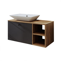 Roomart Badezimmermöbel LOTUS I - 95 cm – Keramik Waschbecken &/oder Unterschrank – Modernes Design – Varianten wählbar – Weiß-Eiche, Eiche oder Anthrazit-Eiche-badezimmerschrank, waschbecken, badezimmermöbel, badschrank, badezimmer, mit, unterschrank, ba