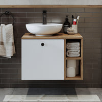 Roomart Badezimmermöbel LOTUS 65 cm – Keramik Waschbecken &/oder Unterschrank – Modernes Design – Varianten wählbar – Weiß-Eiche, Eiche oder Anthrazit-Eiche - badezimmerschrank, waschbecken, badezimmermöbel, badschrank, badezimmer, mit, unterschrank, badm