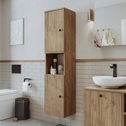 Roomart Seitenschrank „LOTUS“ – moderner Bad-Hängeschrank mit Softclose, 150 cm, 90 cm, 60 cm – in Anthrazit-Eiche, Eiche oder Weiß-Eiche -  Badmöbel - Hängeschrank, wand,  hochschrank, hochschrank weiß, 60 cm breit, küche, waschküche, wohnzimmer, schmal,