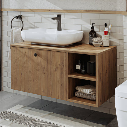 Roomart Badezimmermöbel LOTUS II- 95 cm – Keramik Waschbecken &/oder Unterschrank – Modernes Design – Varianten wählbar – Weiß-Eiche, Eiche oder Anthrazit-Eiche - badezimmerschrank, waschbecken, badezimmermöbel, badschrank, badezimmer, mit, unterschrank, 