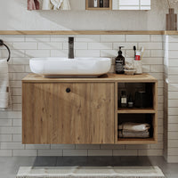 Roomart Badezimmermöbel LOTUS II- 95 cm – Keramik Waschbecken &/oder Unterschrank – Modernes Design – Varianten wählbar – Weiß-Eiche, Eiche oder Anthrazit-Eiche - badezimmerschrank, waschbecken, badezimmermöbel, badschrank, badezimmer, mit, unterschrank, 