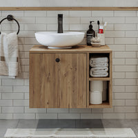 Roomart Badezimmermöbel LOTUS 65 cm – Keramik Waschbecken &/oder Unterschrank – Modernes Design – Varianten wählbar – Weiß-Eiche, Eiche oder Anthrazit-Eiche - badezimmerschrank, waschbecken, badezimmermöbel, badschrank, badezimmer, mit, unterschrank, badm