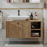 Roomart Badezimmermöbel LOTUS I - 95 cm – Keramik Waschbecken &/oder Unterschrank – Modernes Design – Varianten wählbar – Weiß-Eiche, Eiche oder Anthrazit-Eiche-badezimmerschrank, waschbecken, badezimmermöbel, badschrank, badezimmer, mit, unterschrank, ba