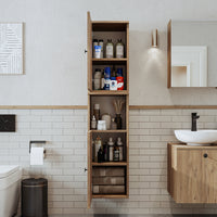 Roomart Seitenschrank „LOTUS“ – moderner Bad-Hängeschrank mit Softclose, 150 cm, 90 cm, 60 cm – in Anthrazit-Eiche, Eiche oder Weiß-Eiche -  Badmöbel - Hängeschrank, wand,  hochschrank, hochschrank weiß, 60 cm breit, küche, waschküche, wohnzimmer, schmal,